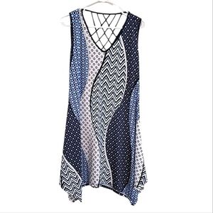 PerSeption Concept Blue and Black Patterned Dress Size Medium